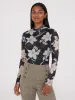 Floral Print Mock Neck Mesh Top sold by Suzy Shier