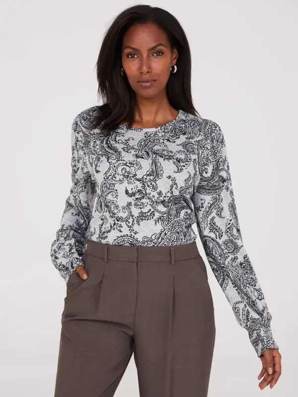 Paisley Print Balloon Sleeve Top sold by Suzy Shier