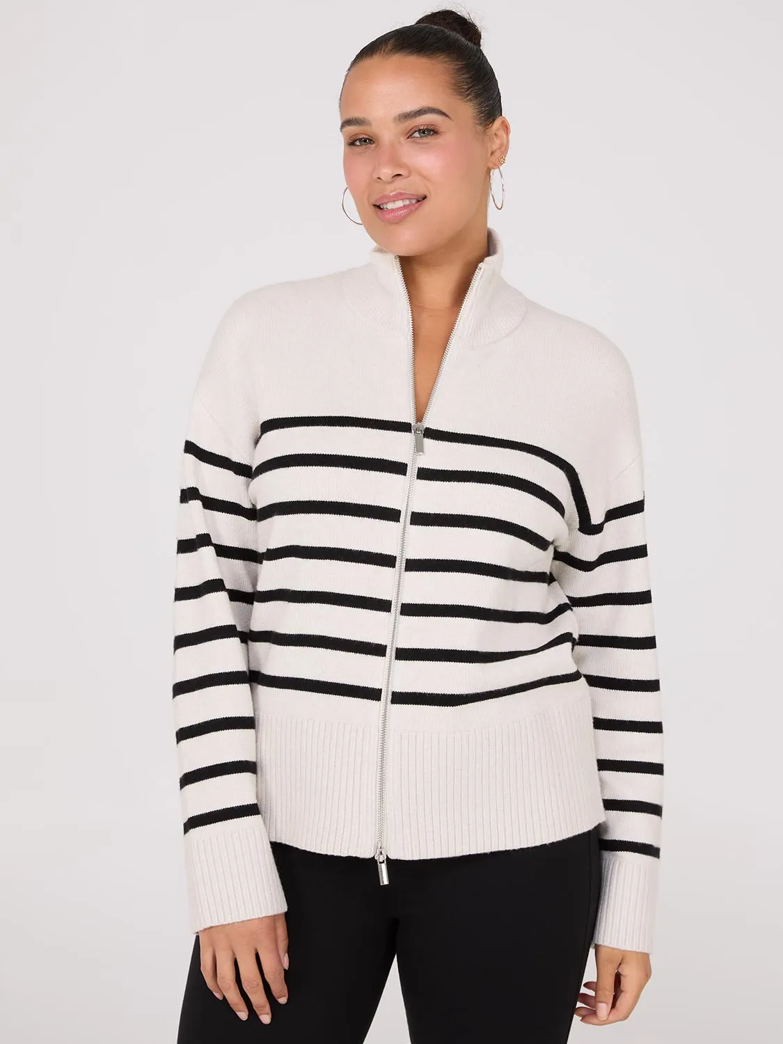 Striped Zip-Front Sweater sold by Suzy Shier product image thumbnail 2