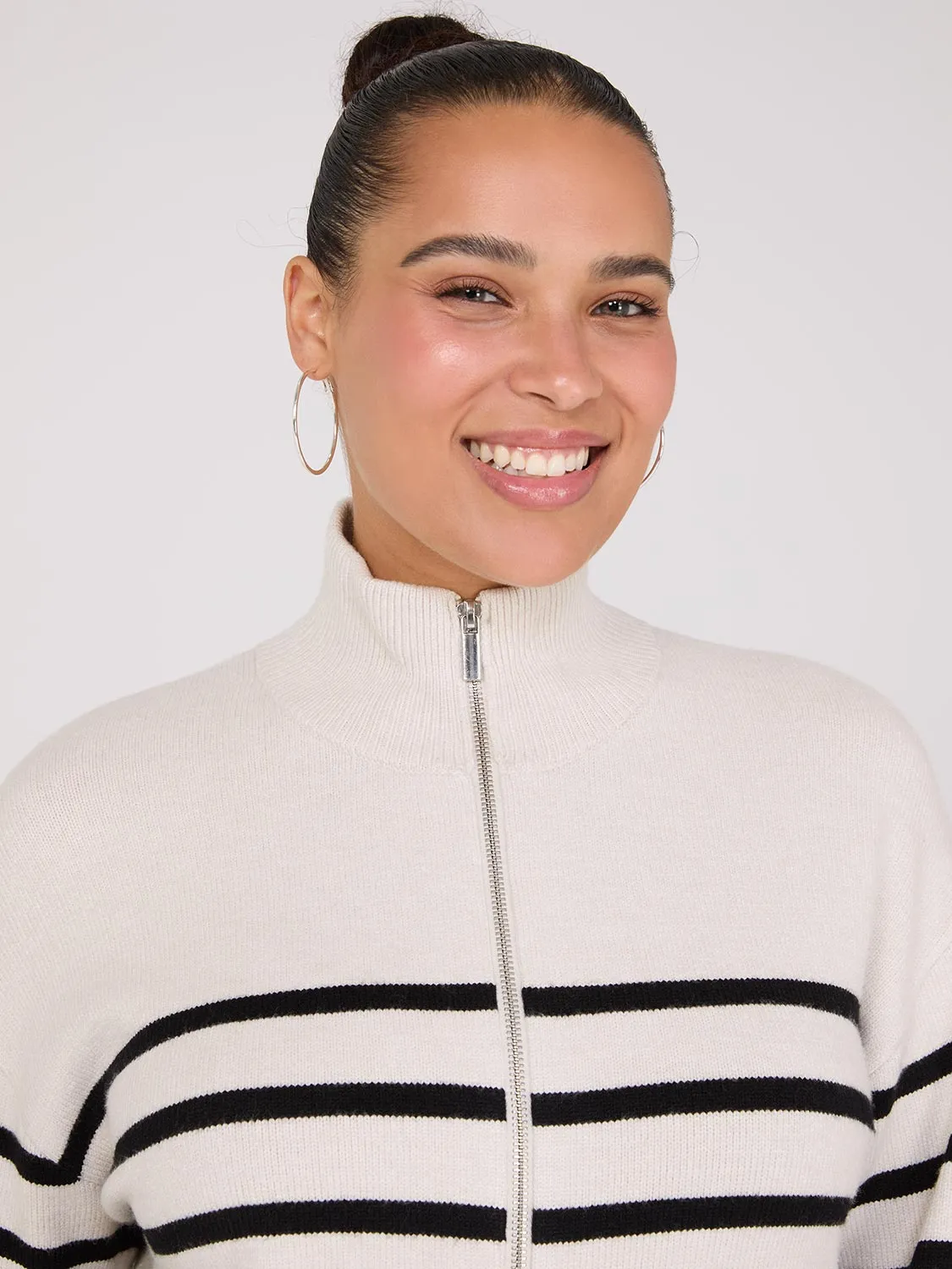 Striped Zip-Front Sweater sold by Suzy Shier product image thumbnail 4