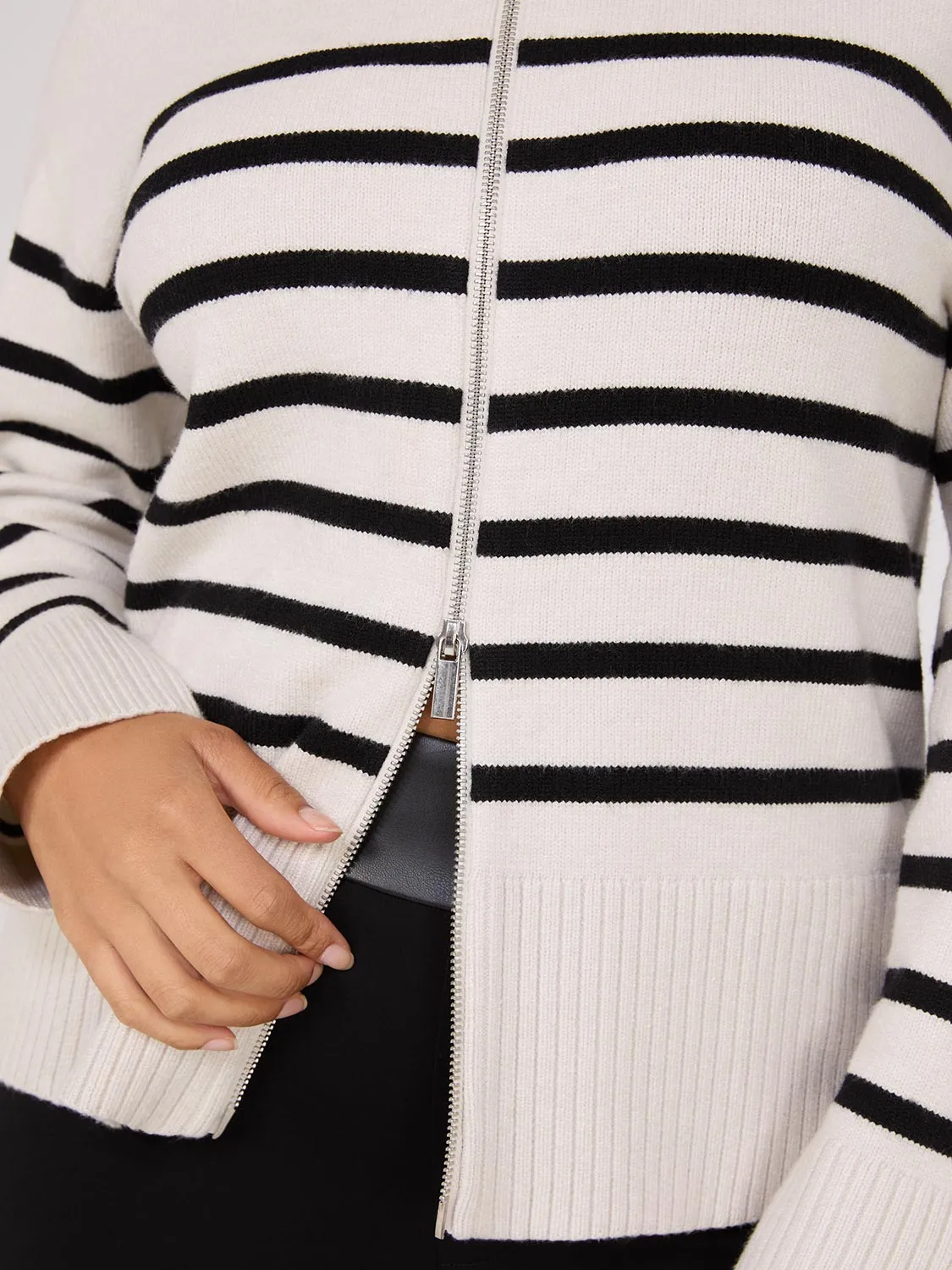 Striped Zip-Front Sweater sold by Suzy Shier product image thumbnail 3
