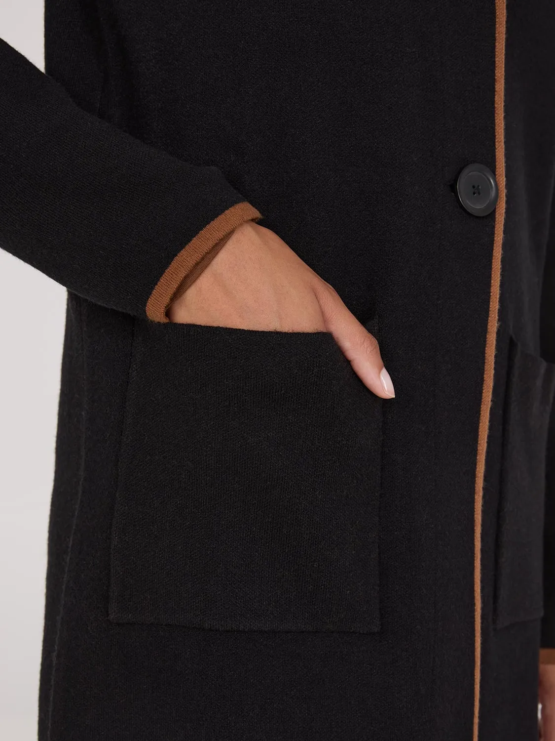 Contrast Trim 2-Button Coatigan sold by Suzy Shier product image thumbnail 3