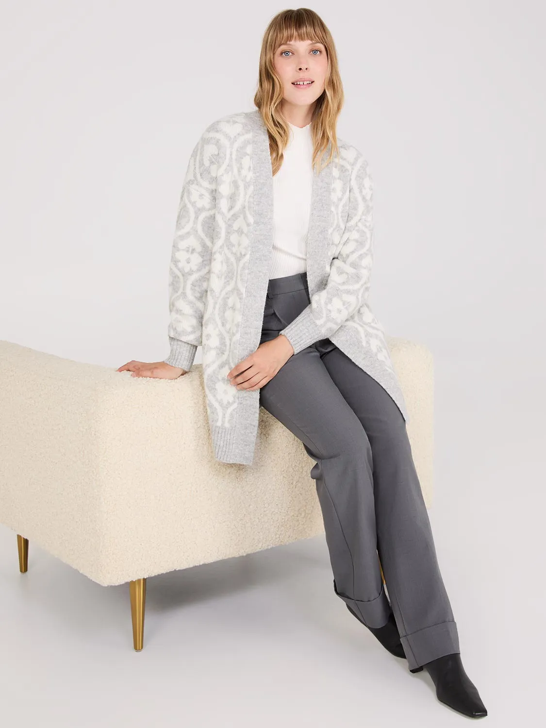 Jacquard Drop Shoulder Duster sold by Suzy Shier