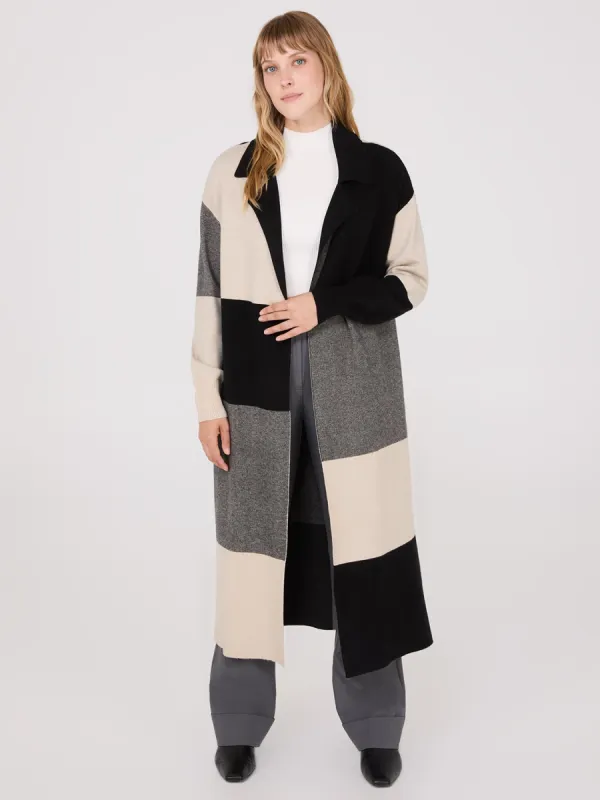 Collared Colour Block Long Duster sold by Suzy Shier