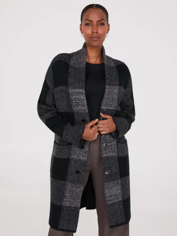 3-Button Plaid Coatigan sold by Suzy Shier