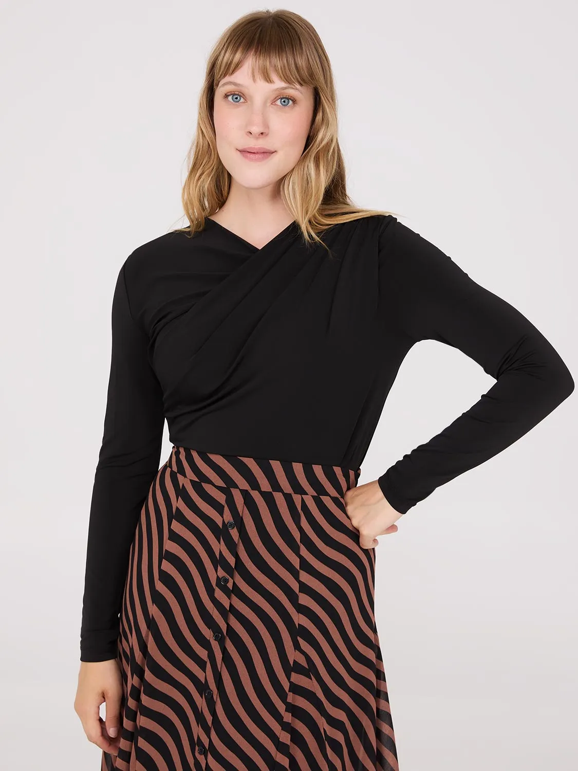 Ruched Drape Neck Top sold by Suzy Shier product image thumbnail 2