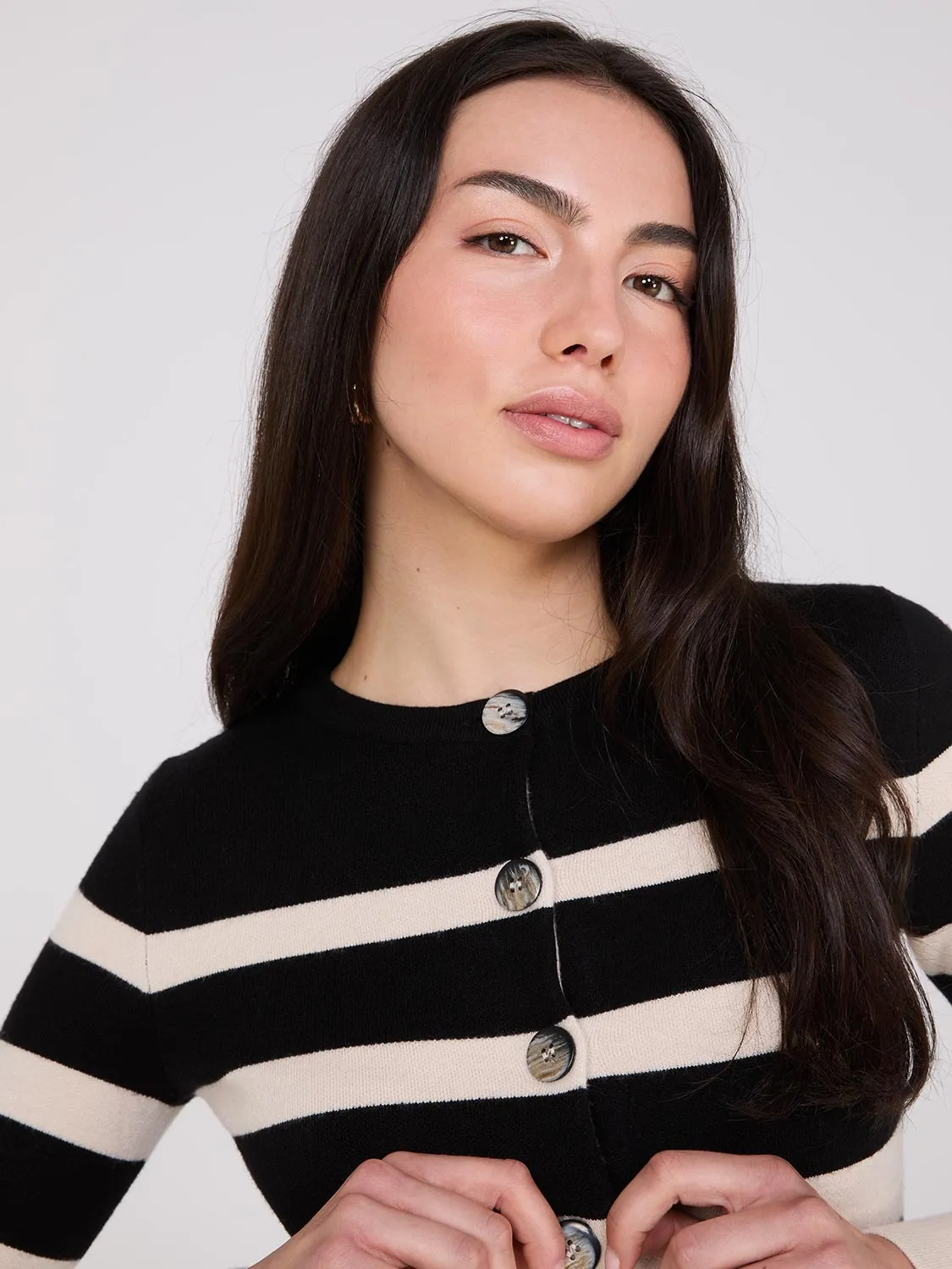 Colour Block Striped Button-Front Cardigan sold by Suzy Shier product image thumbnail 3