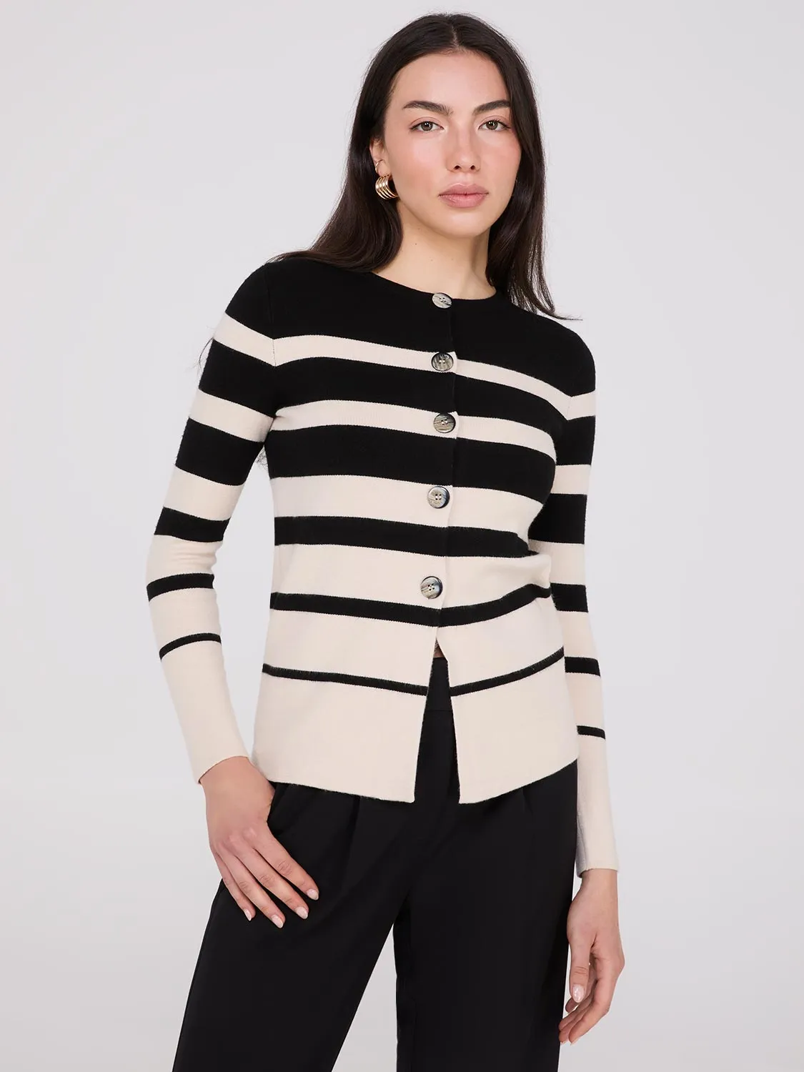 Colour Block Striped Button-Front Cardigan sold by Suzy Shier product image thumbnail 2