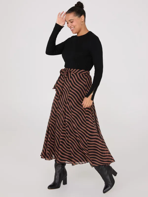 Printed Chiffon Button-Front Skirt sold by Suzy Shier