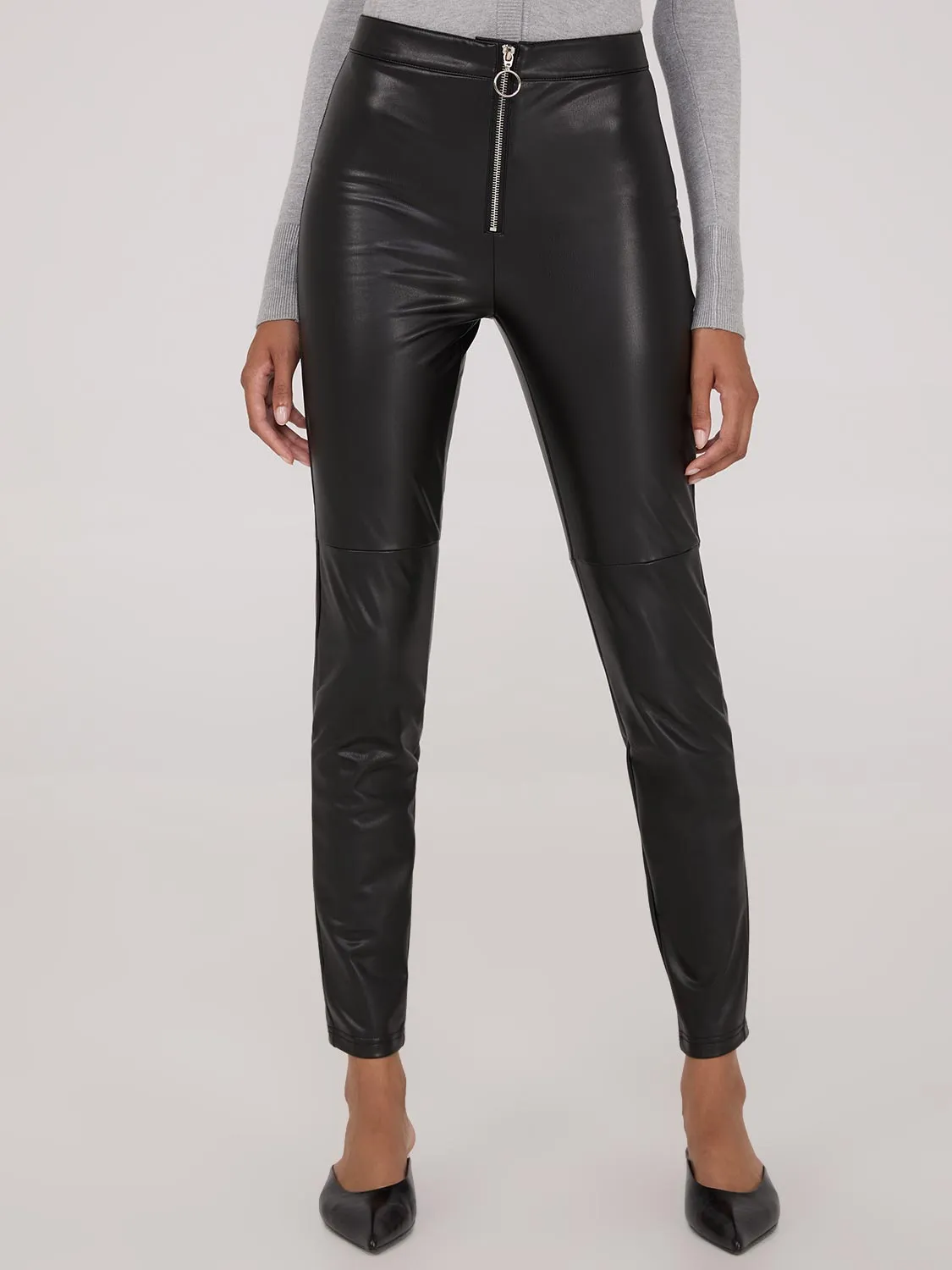 Exposed Zipper Faux Leather Pants sold by Suzy Shier product image thumbnail 2