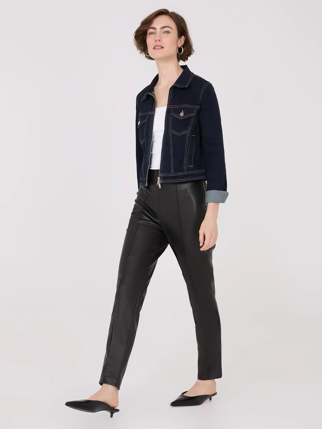 Faux Leather Front Pintuck Pants sold by Suzy Shier product image thumbnail 4