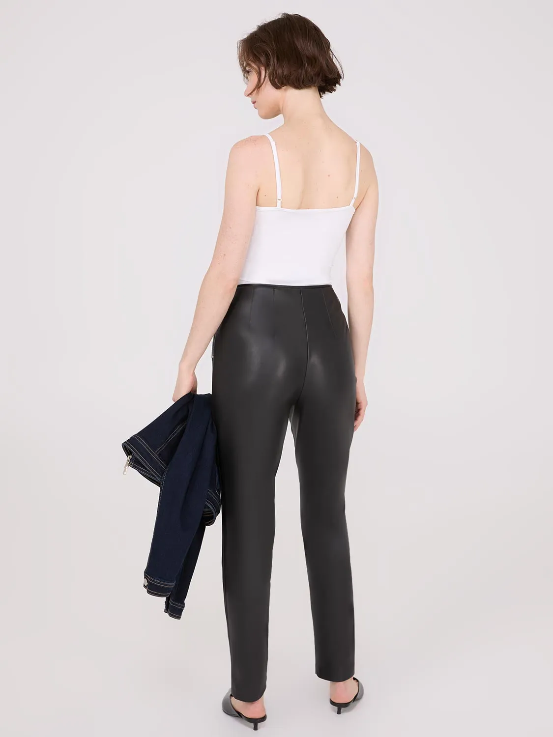 Faux Leather Front Pintuck Pants sold by Suzy Shier product image thumbnail 5