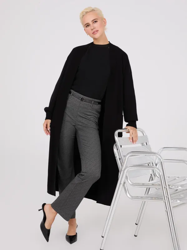 Straight Leg Bootcut Pants With Faux Leather Belt sold by Suzy Shier