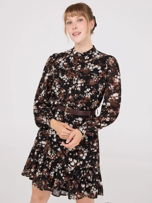 Floral Print Chiffon Fit & Flare Mini Dress sold by Suzy Shier