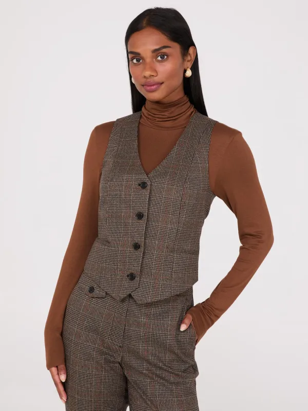 Glen Plaid Button-Front Vest sold by Suzy Shier