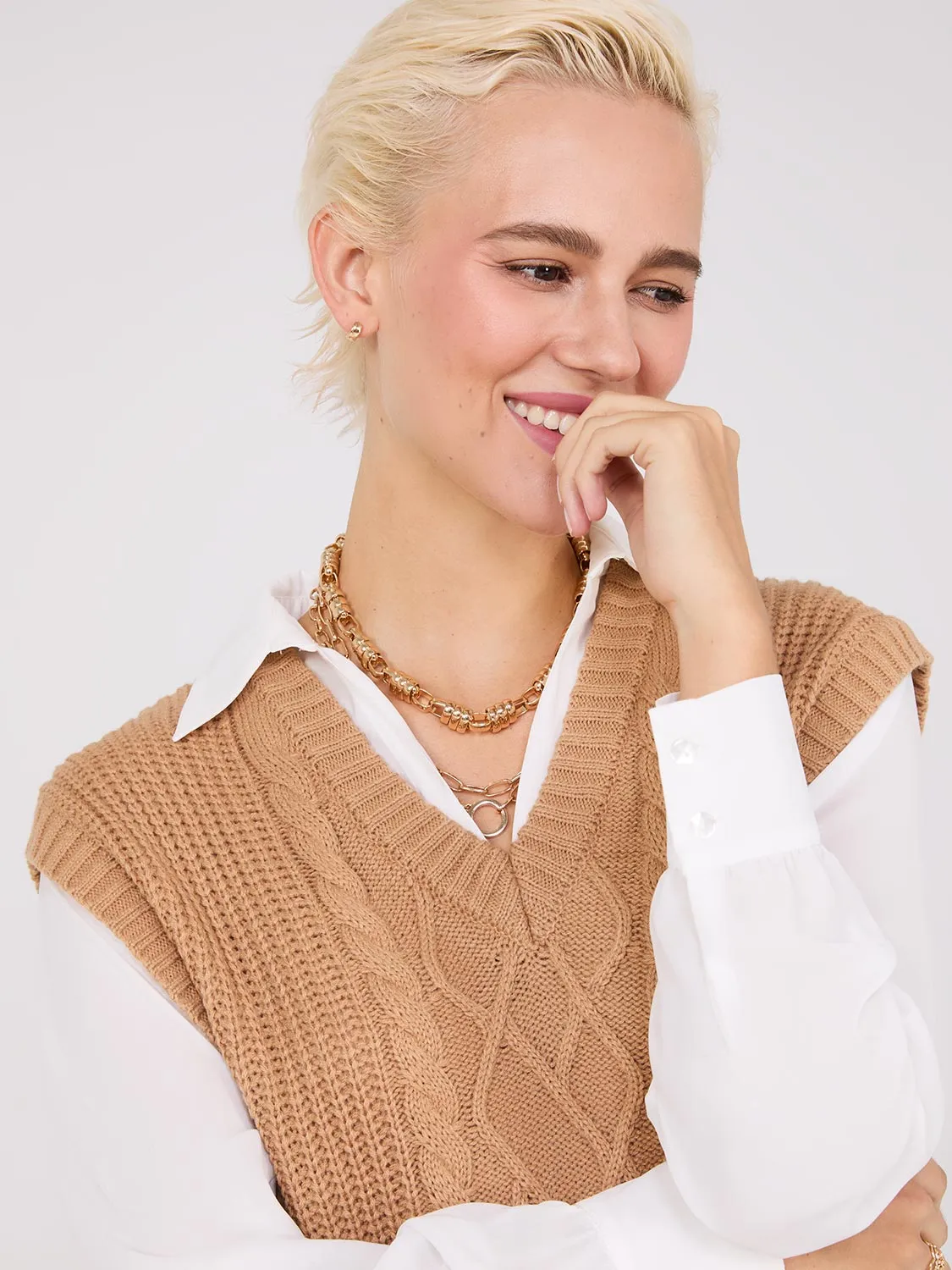 2-Fer Cable Knit Sweater Vest Dress sold by Suzy Shier product image thumbnail 3