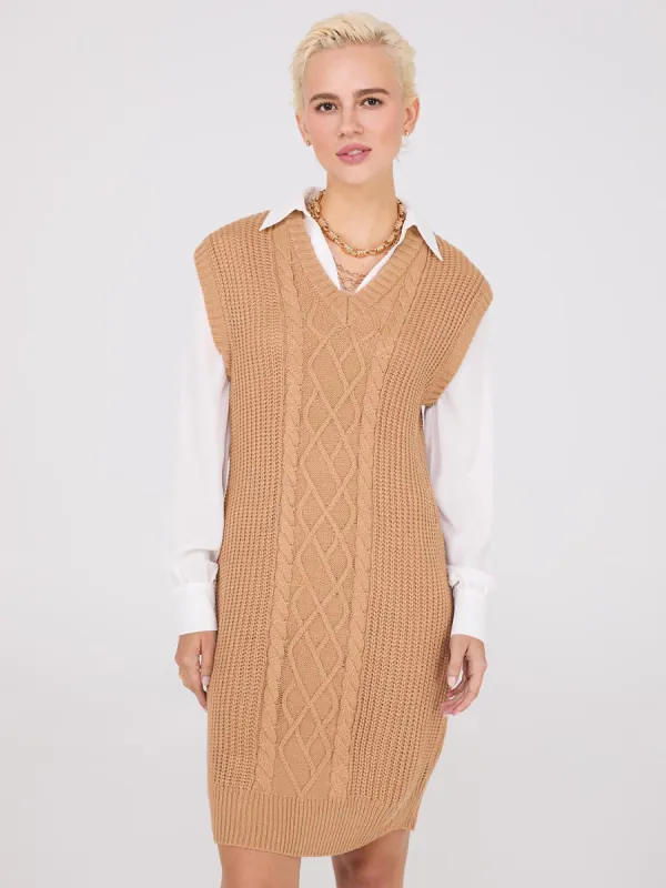 2-Fer Cable Knit Sweater Vest Dress sold by Suzy Shier