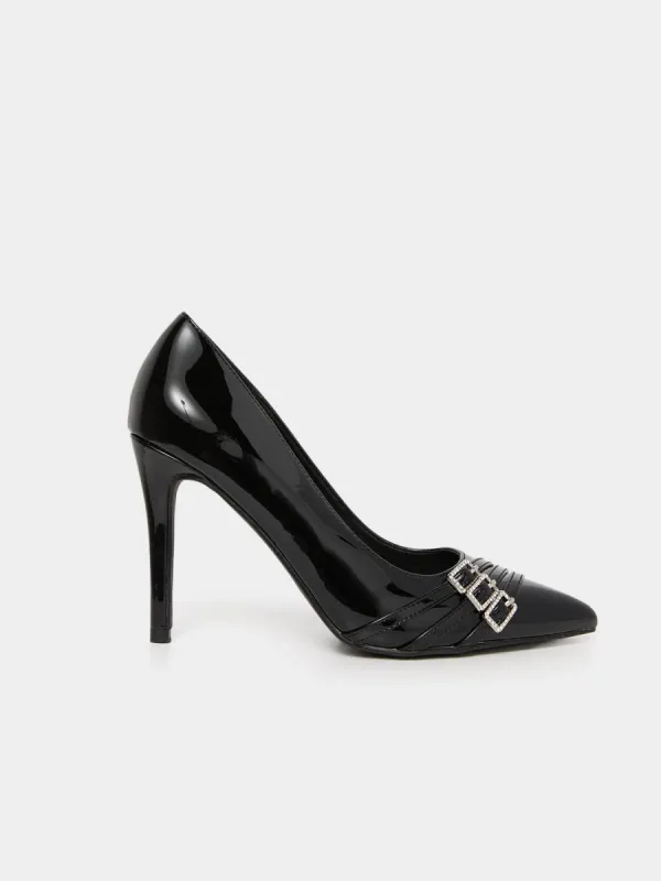 Pointed Toe Patent-Leather High Heel Pump sold by Suzy Shier