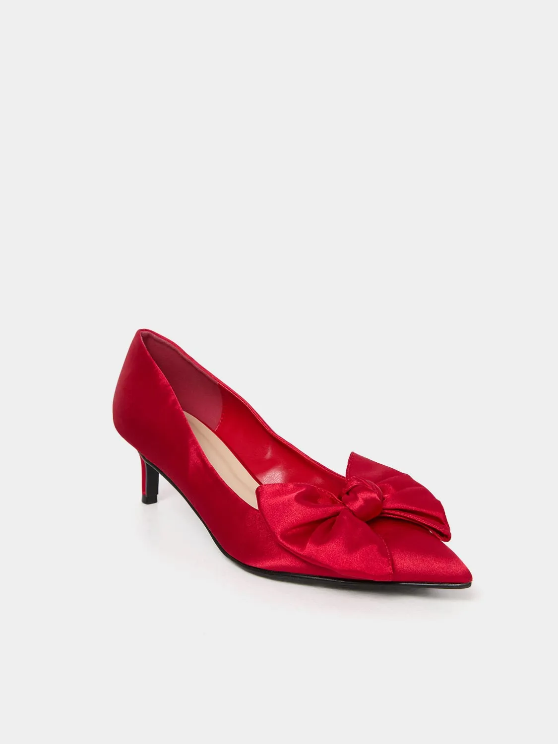 Pointed Toe Satin Kitten Heel With Bow sold by Suzy Shier product image thumbnail 2