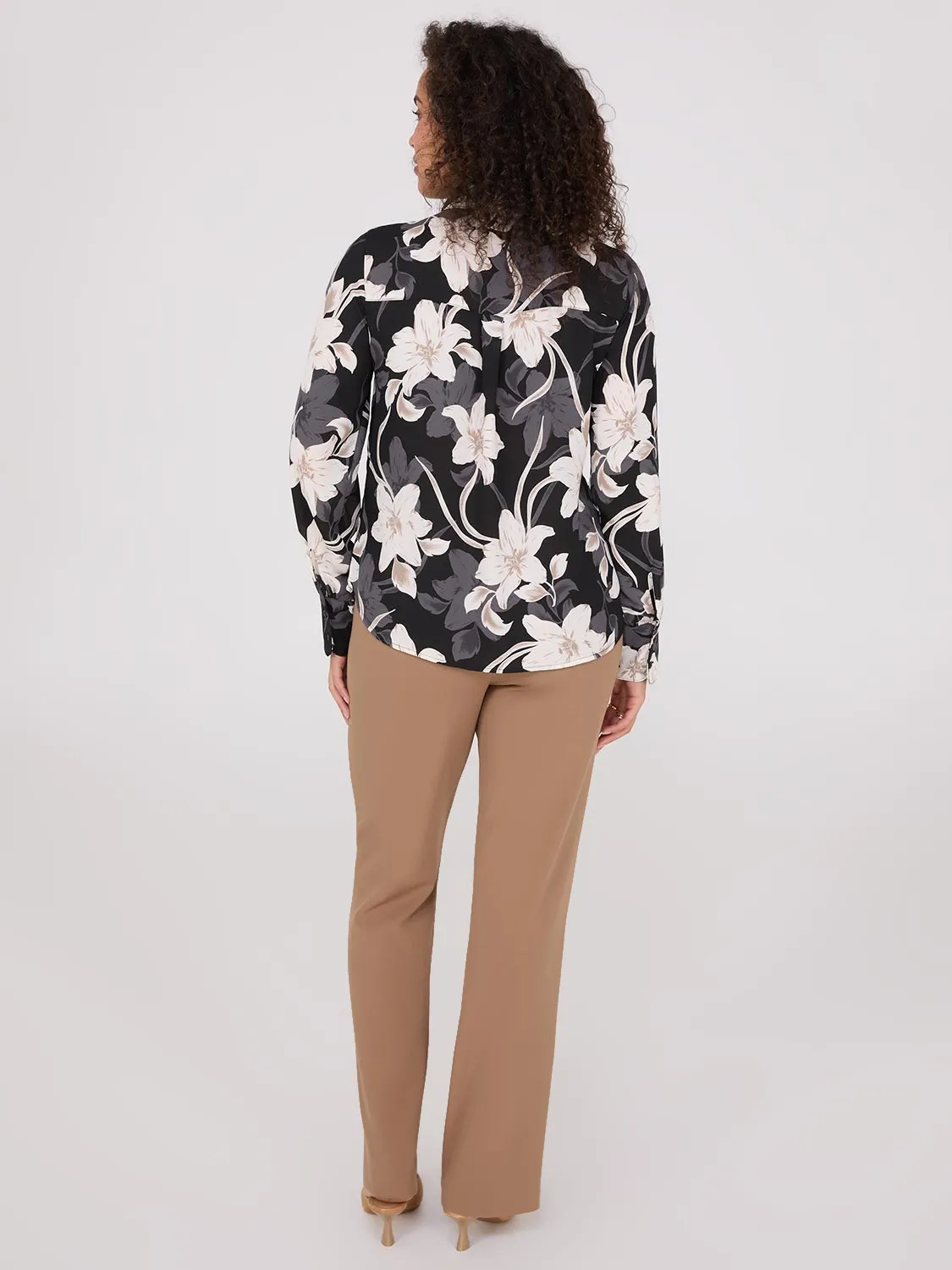 Floral Print Crepe Chiffon Button-Front Blouse sold by Suzy Shier product image thumbnail 5