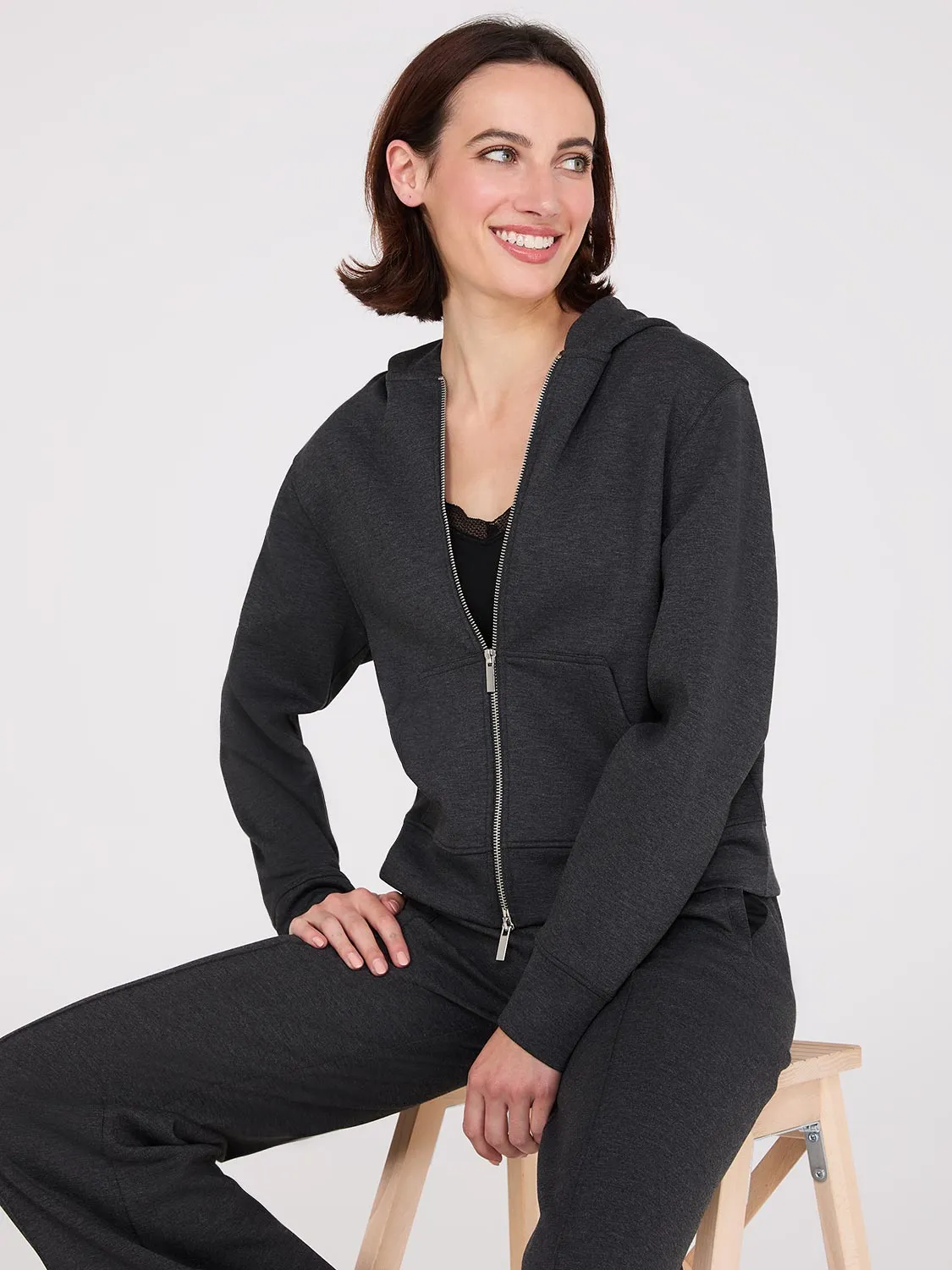 Kangaroo Pocket Zip-Up Hoodie sold by Suzy Shier product image thumbnail 4