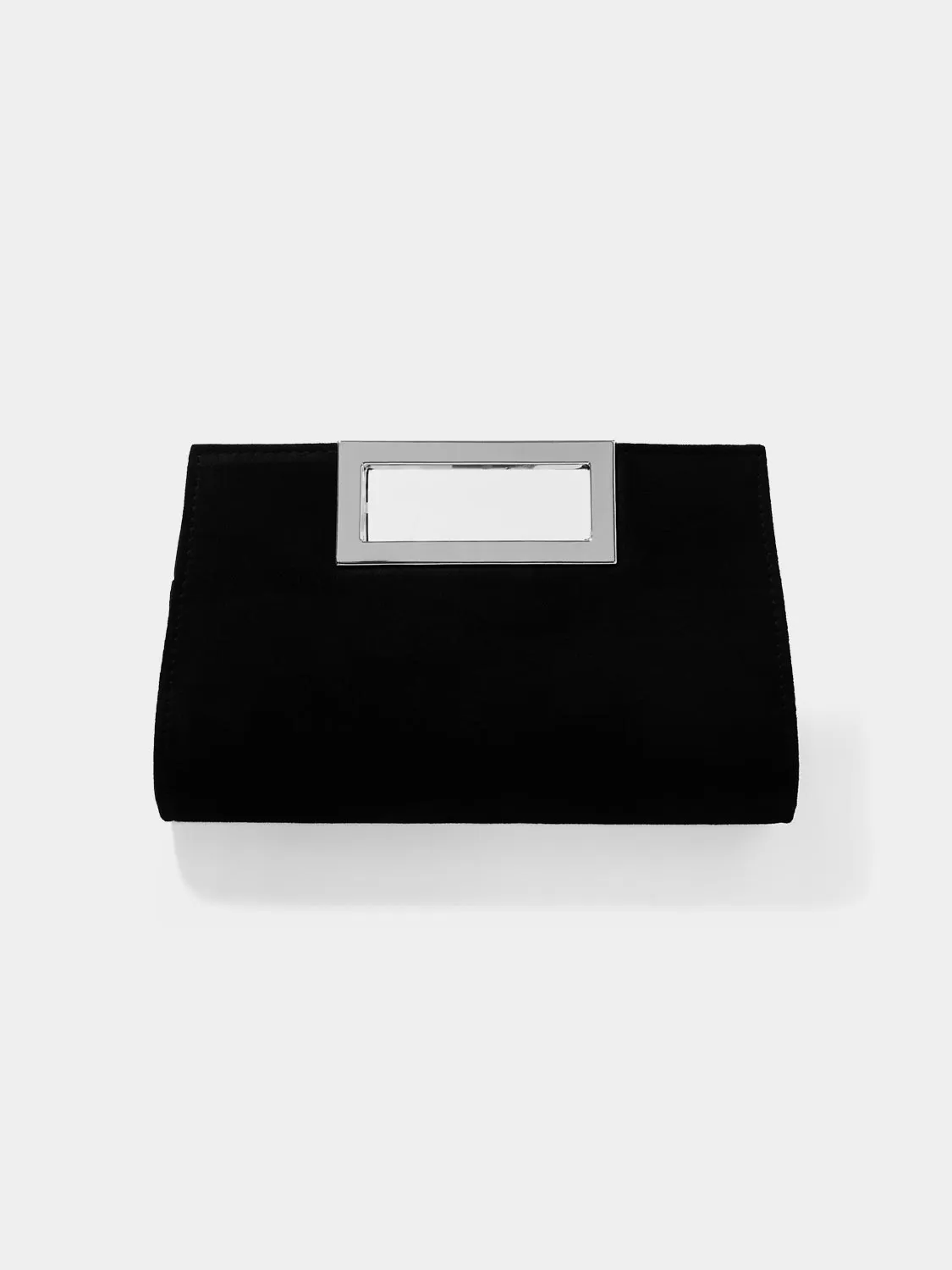 Faux Suede Clutch With Metal Handle sold by Suzy Shier