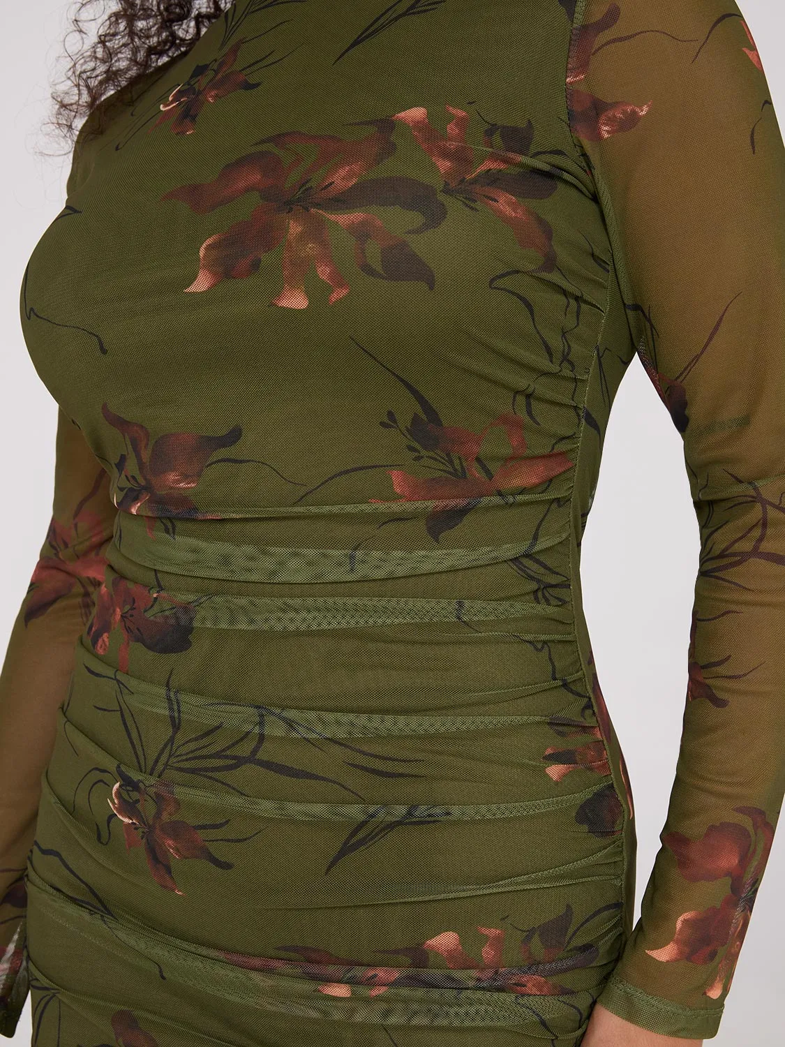 Floral Print Mock Neck Mesh Dress sold by Suzy Shier product image thumbnail 3