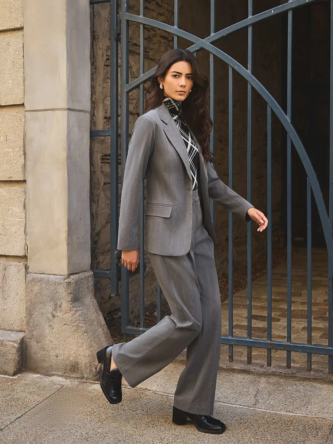 Pinstripe Wide-Leg Pants sold by Suzy Shier product image thumbnail 2