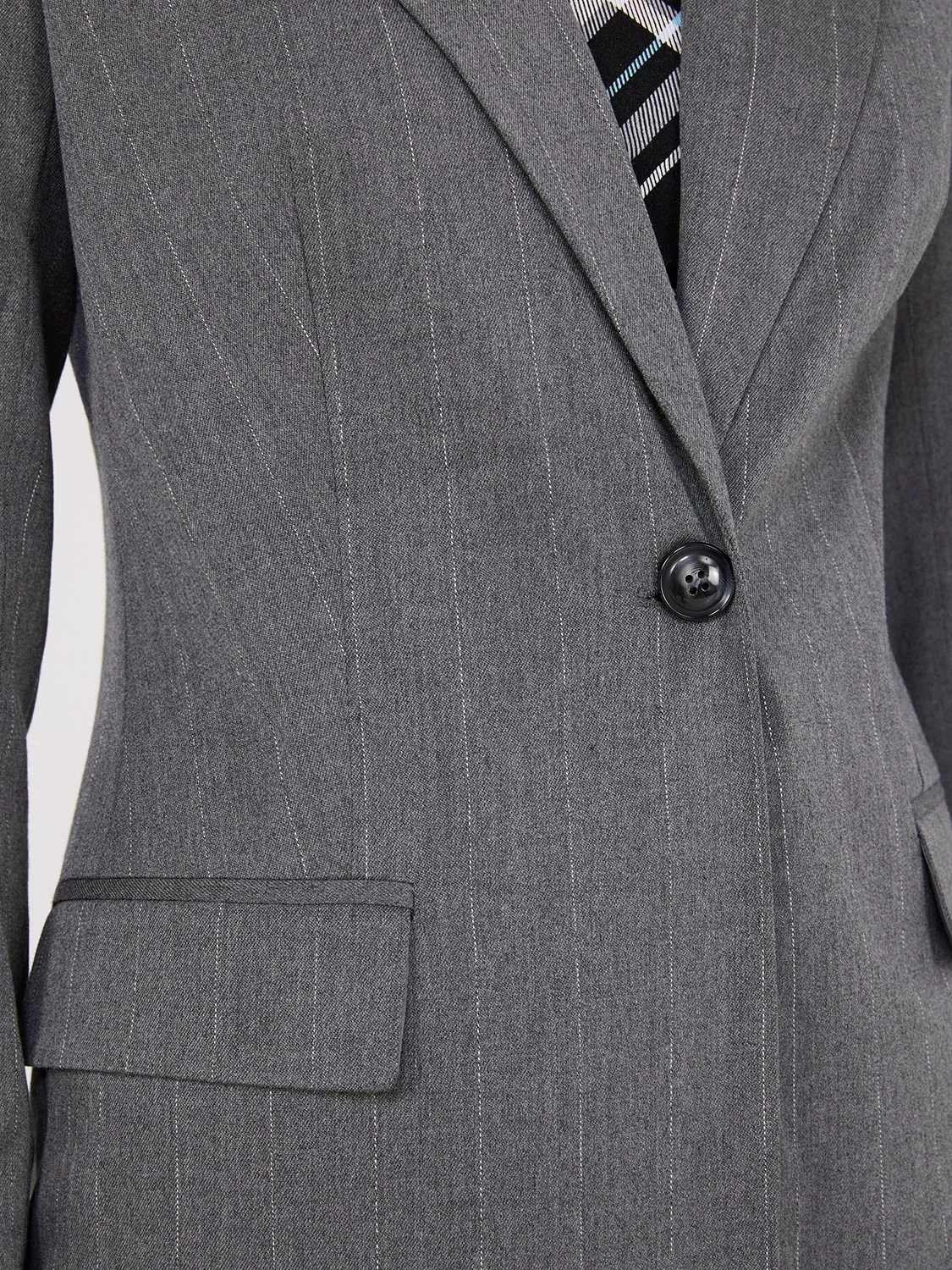 Pinstripe 1-Button Blazer sold by Suzy Shier product image thumbnail 4