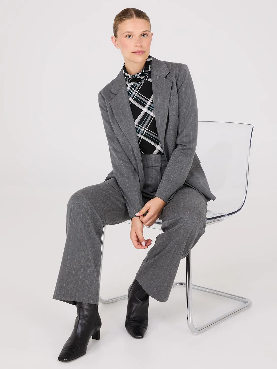 Pinstripe 1-Button Blazer sold by Suzy Shier product image thumbnail 3