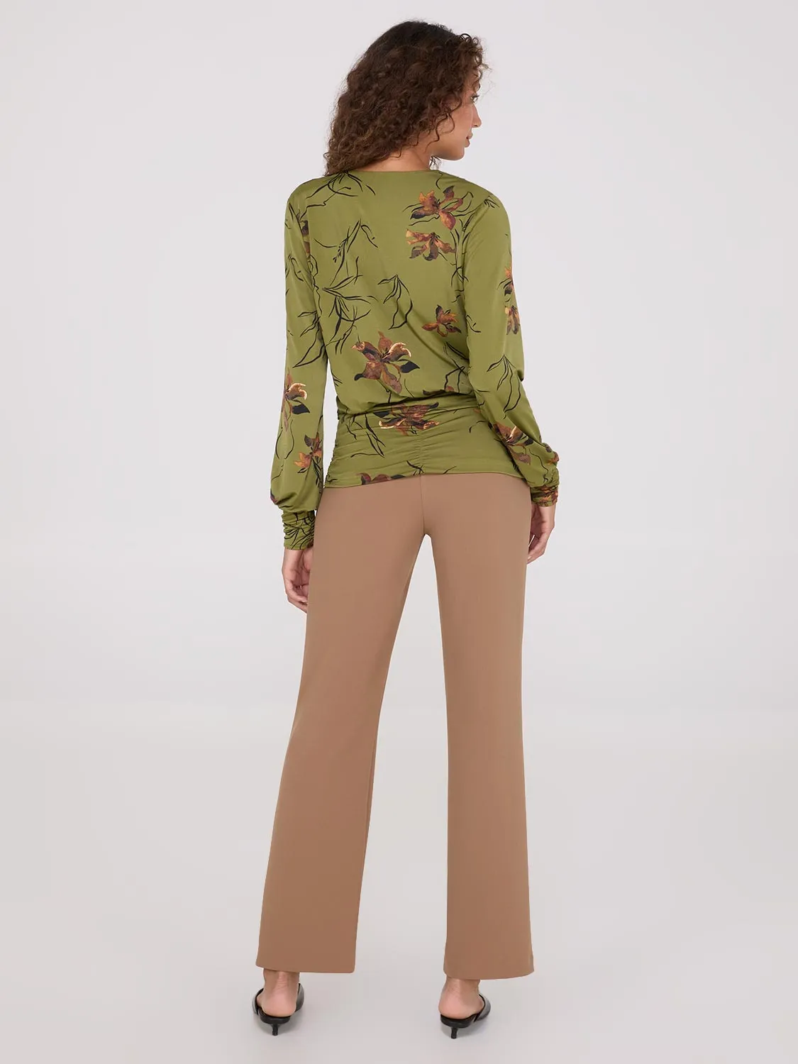 Floral Print Crossover Top With Ruched Details sold by Suzy Shier product image thumbnail 4