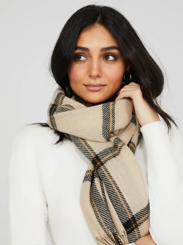 Large Check Print Scarf sold by Suzy Shier