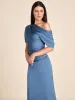 One-Shoulder Satin Gown With Pleated Detail sold by Suzy Shier