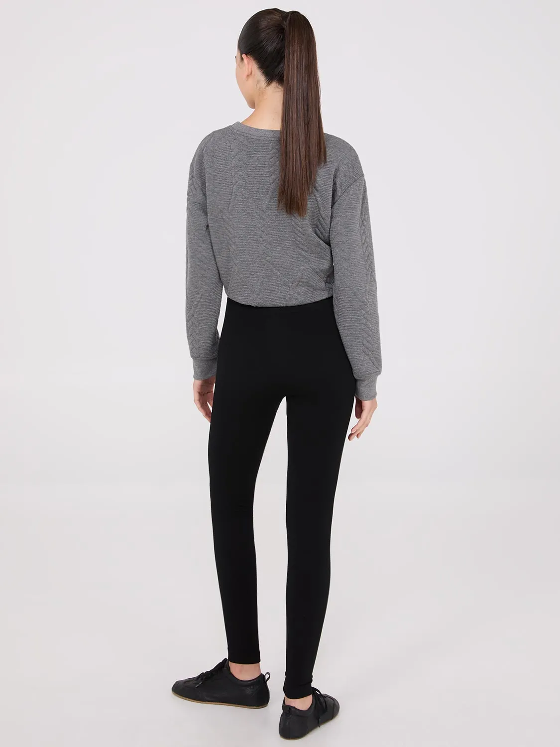 Front Pintuck Fleece Lined Leggings sold by Suzy Shier product image thumbnail 5