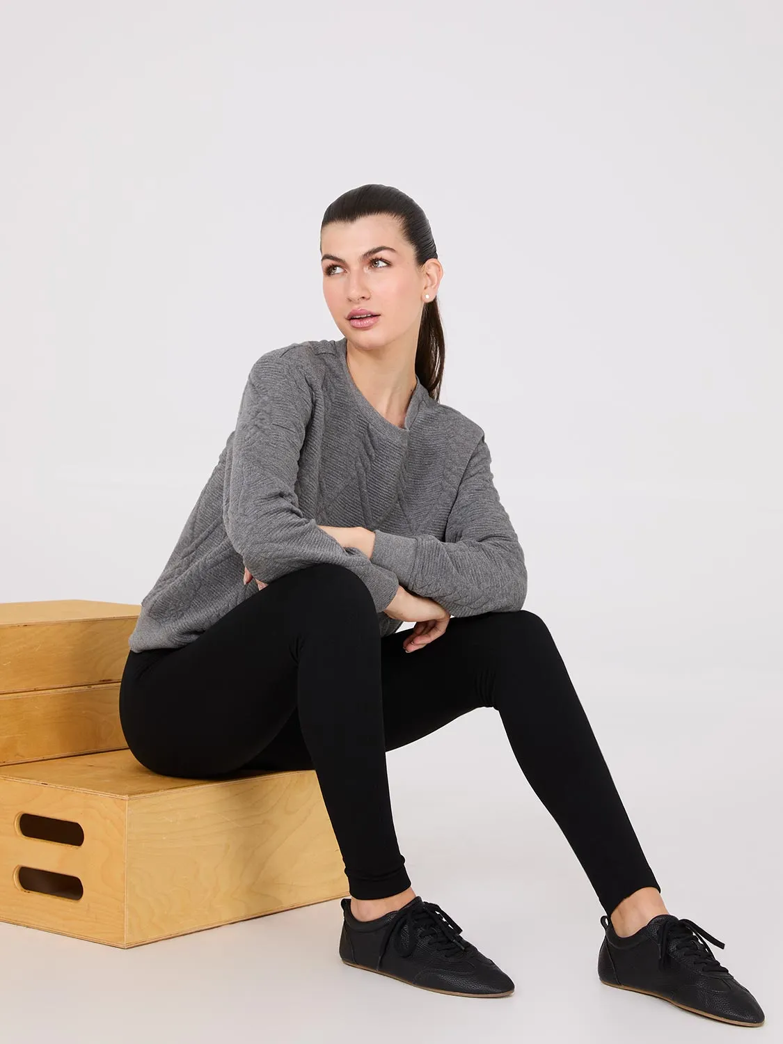 Front Pintuck Fleece Lined Leggings sold by Suzy Shier product image thumbnail 4