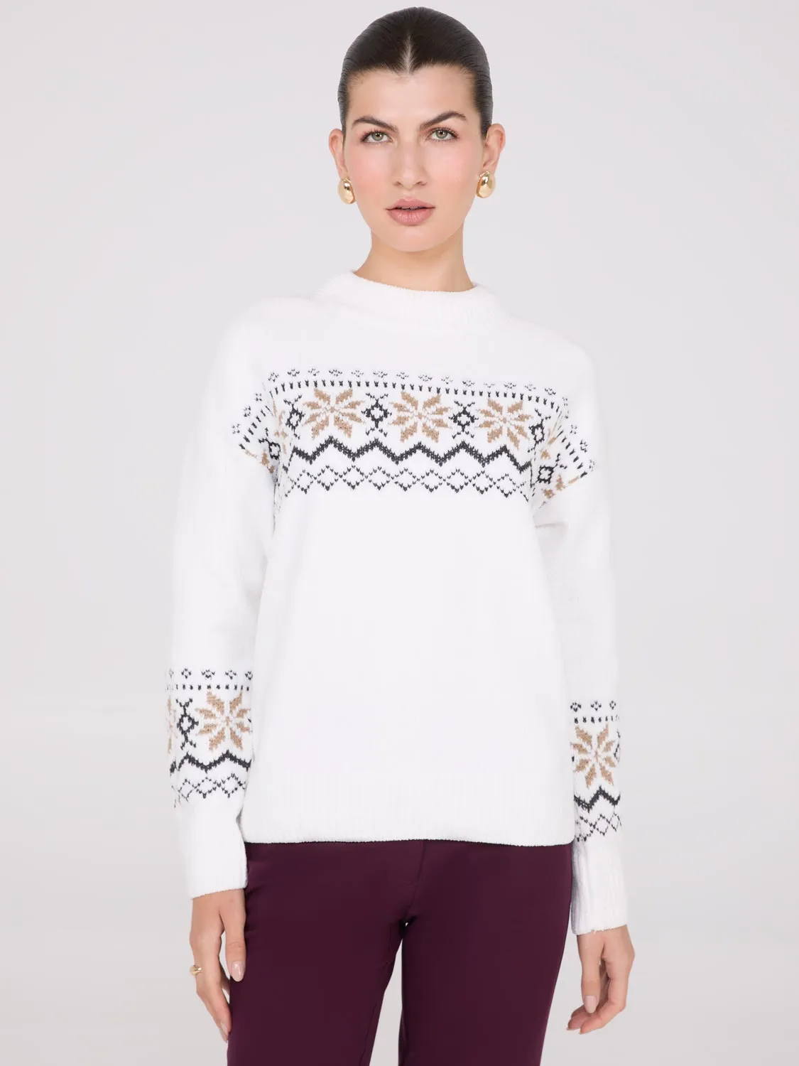 Fair Isle Mock Neck Chenille Sweater sold by Suzy Shier product image thumbnail 2