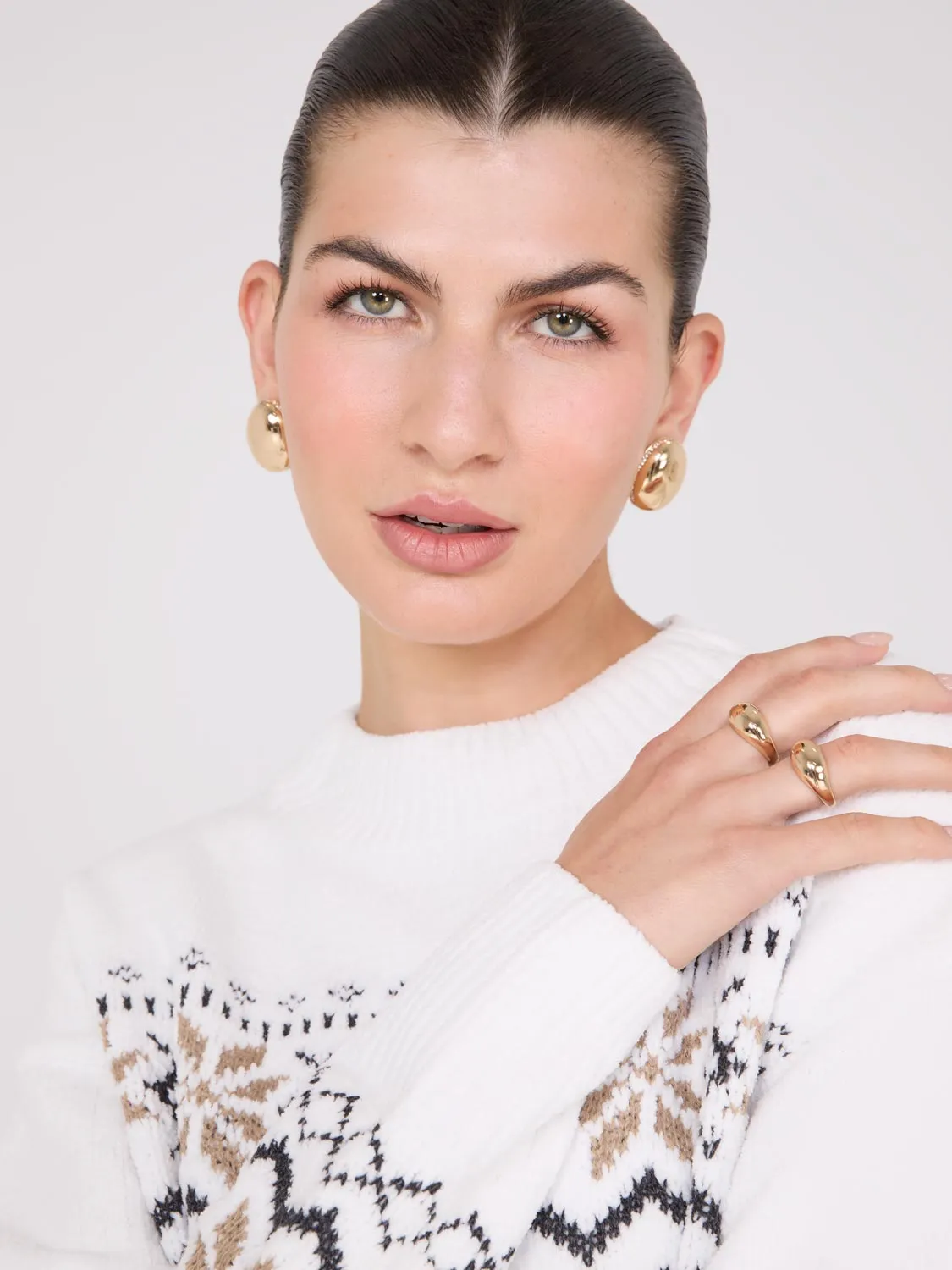 Fair Isle Mock Neck Chenille Sweater sold by Suzy Shier product image thumbnail 3