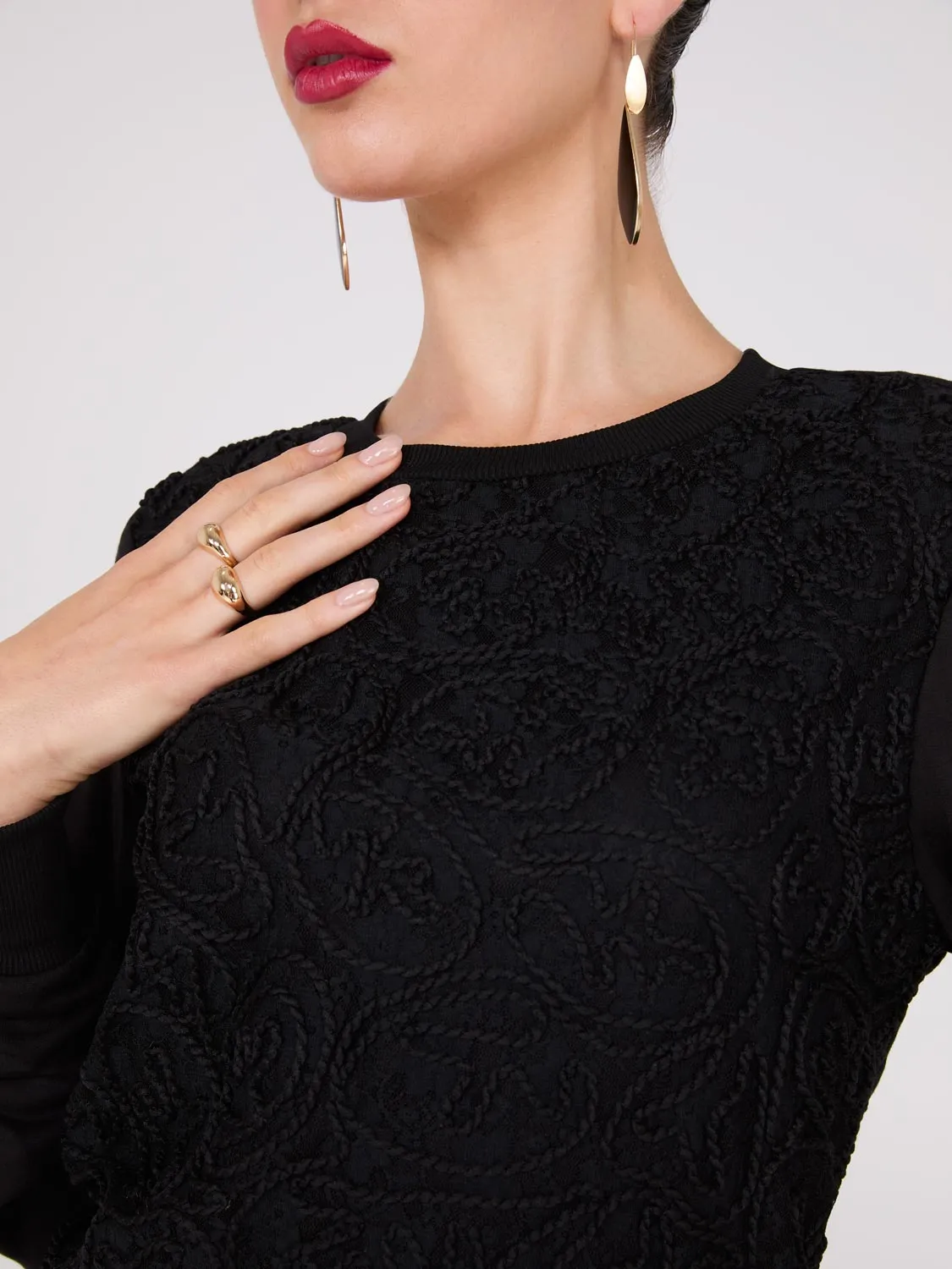 Lace Front French Terry Top sold by Suzy Shier product image thumbnail 3