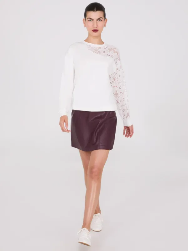 Drop Shoulder Sweater With Lace Sleeve sold by Suzy Shier