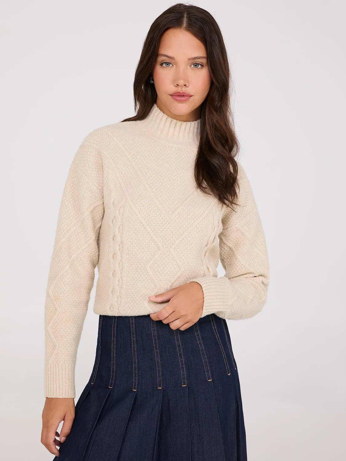 Cable Knit Mock Neck Sweater sold by Suzy Shier product image thumbnail 2