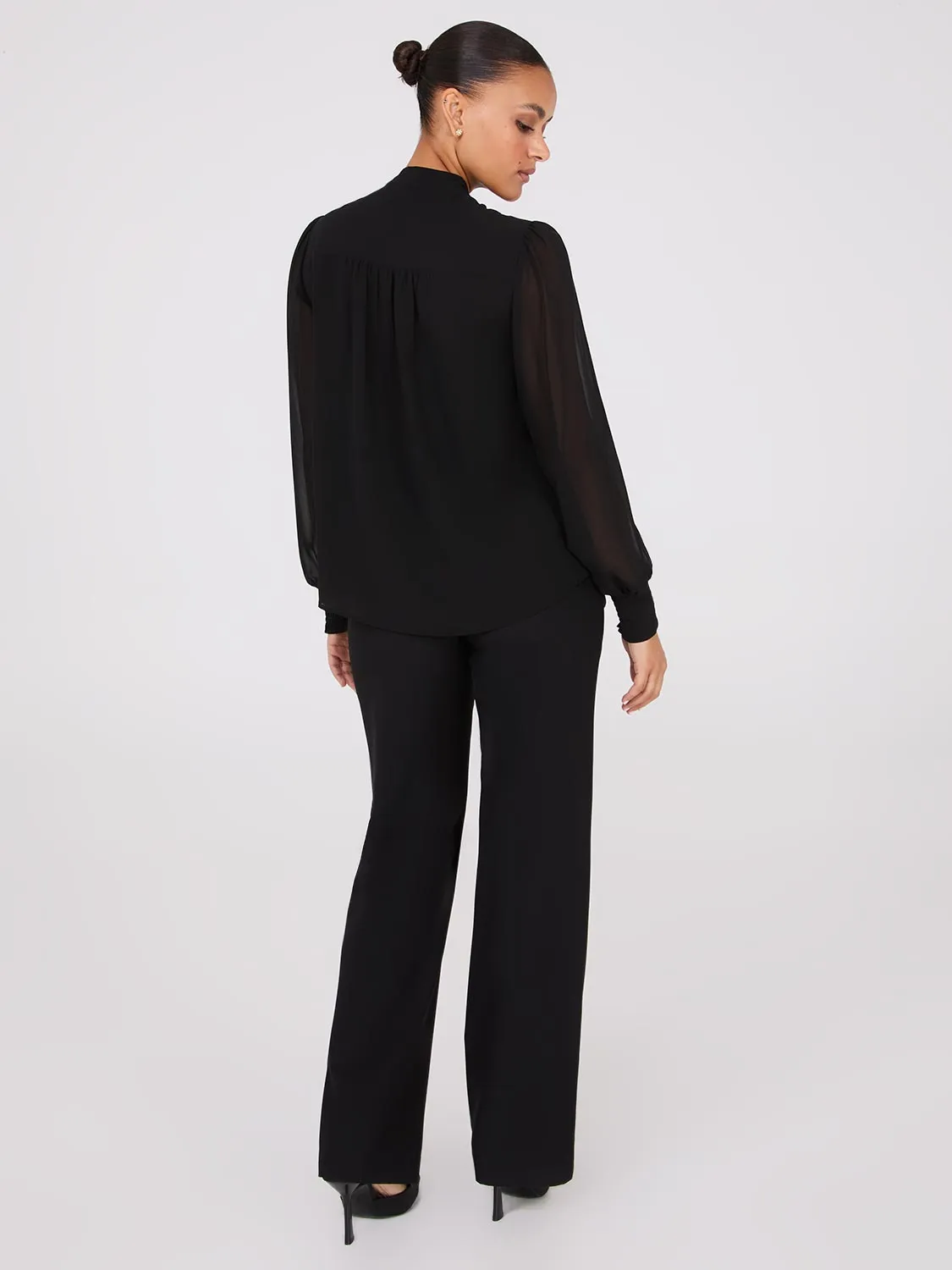 Floral Print Chiffon Button-Front Flowy Blouse sold by Suzy Shier product image thumbnail 4