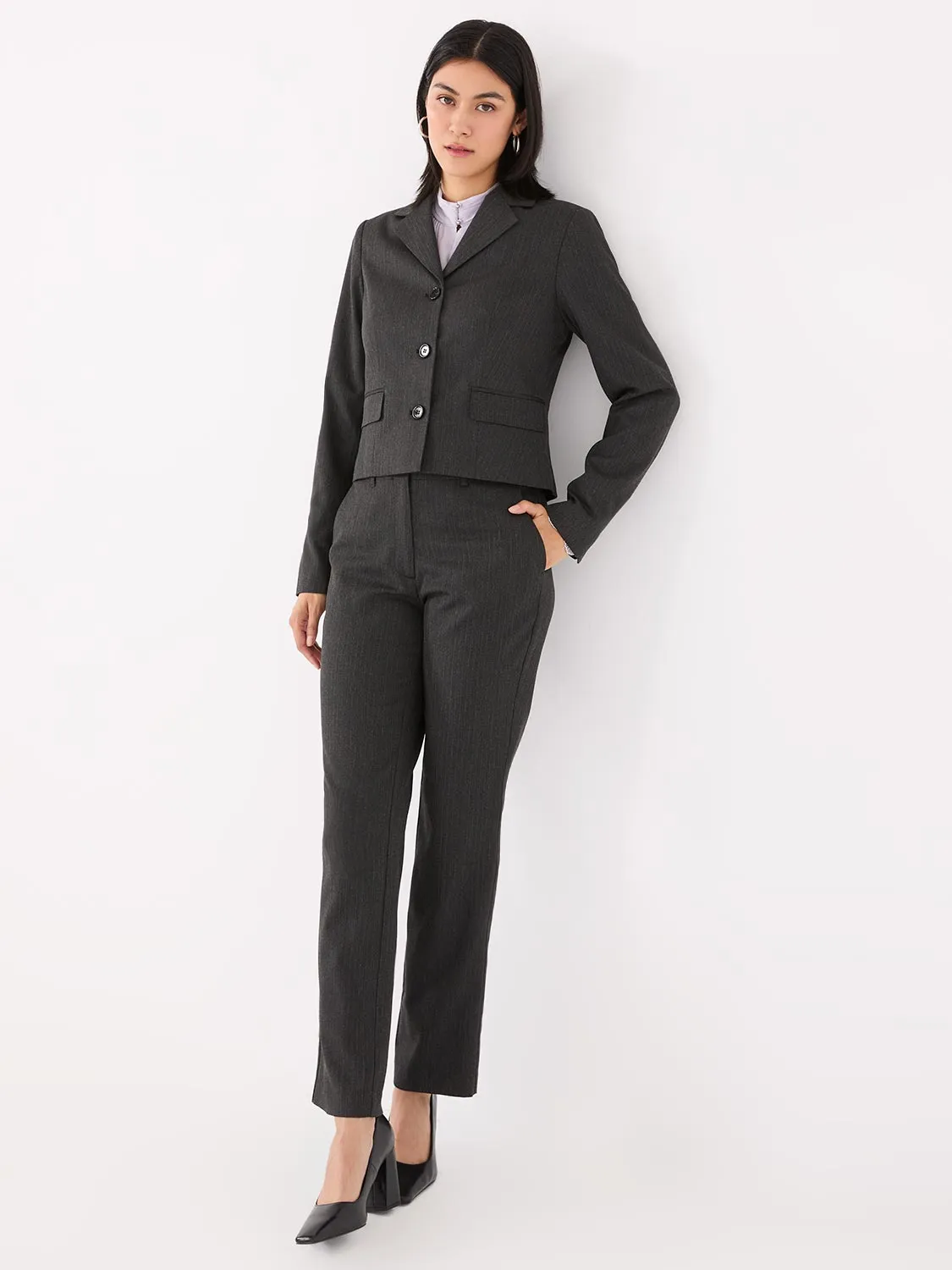 Button-Up Mock Neck Chiffon Blouse sold by Suzy Shier product image thumbnail 4