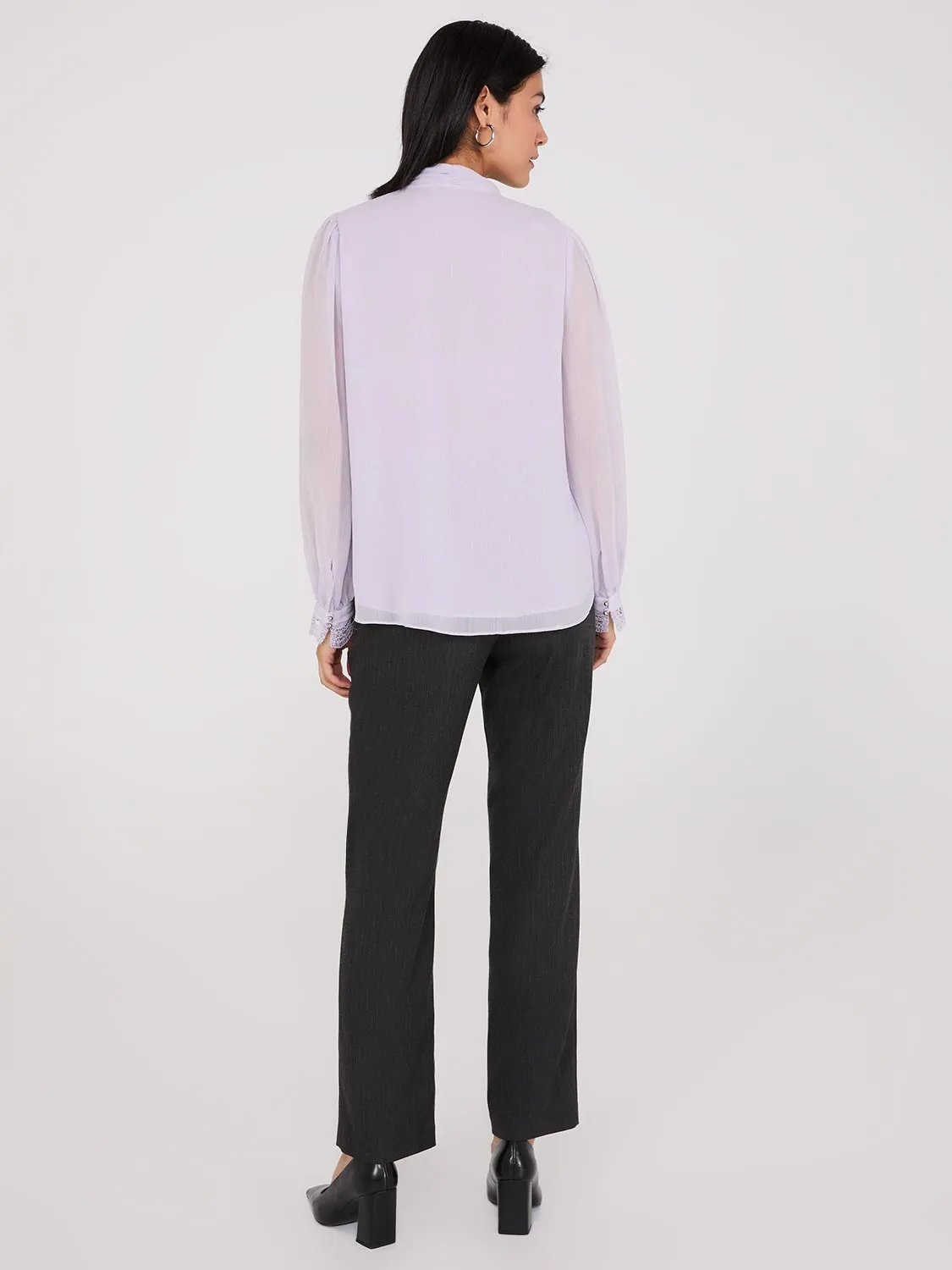 Button-Up Mock Neck Chiffon Blouse sold by Suzy Shier product image thumbnail 5