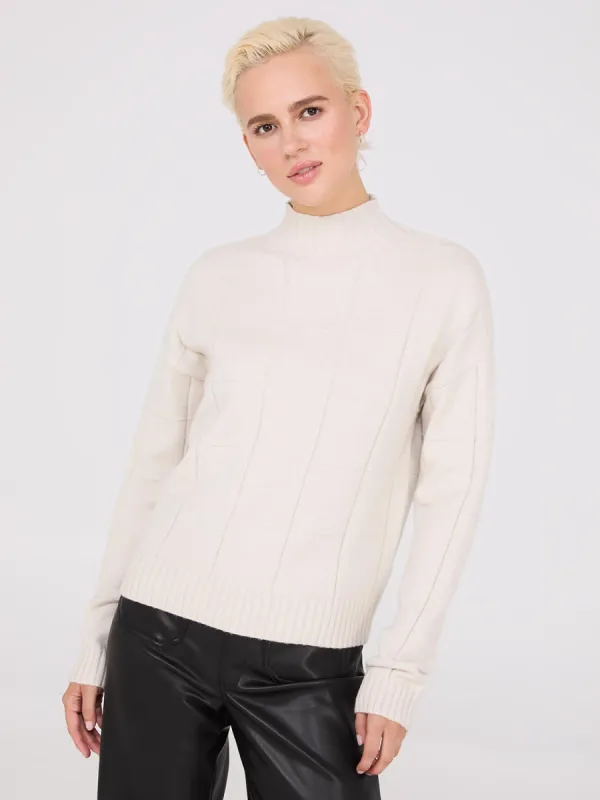 Square Pattern Mock Neck Sweater sold by Suzy Shier