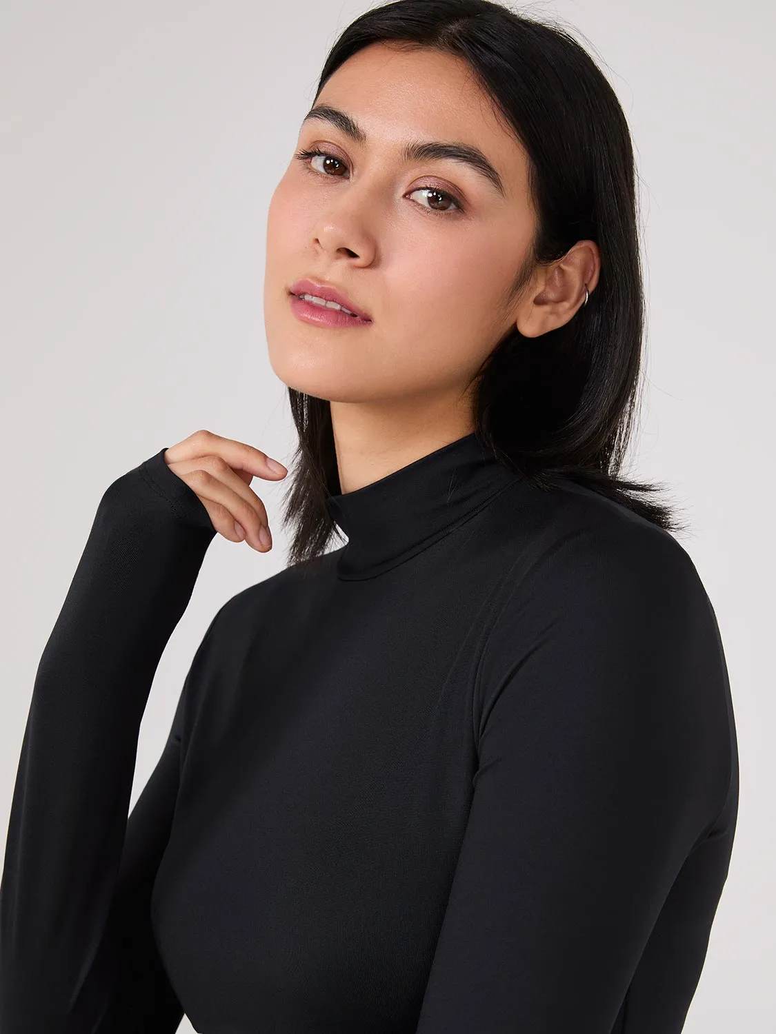 Double Layer Mock Neck Long Sleeve Top sold by Suzy Shier product image thumbnail 3