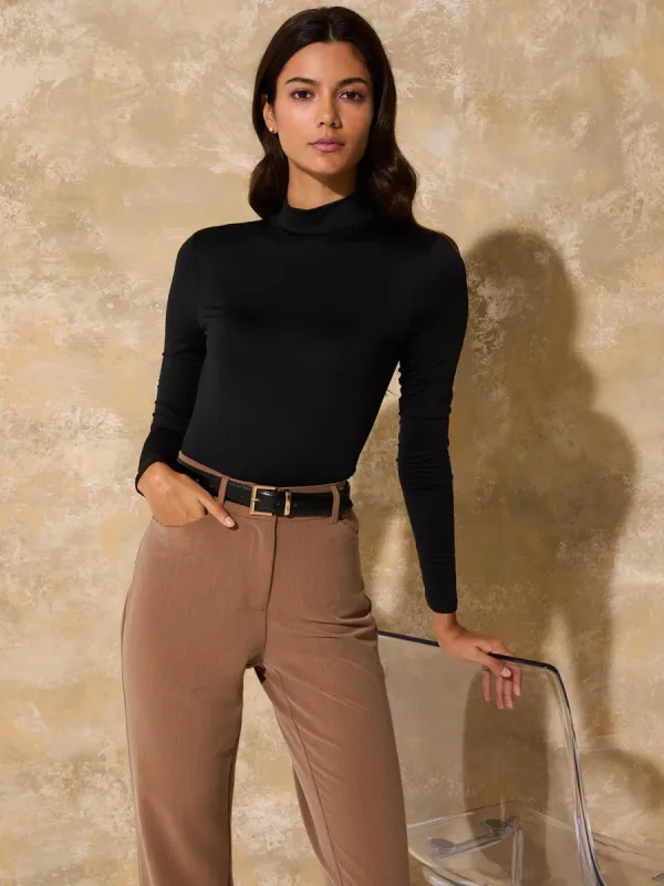 Double Layer Mock Neck Long Sleeve Top sold by Suzy Shier