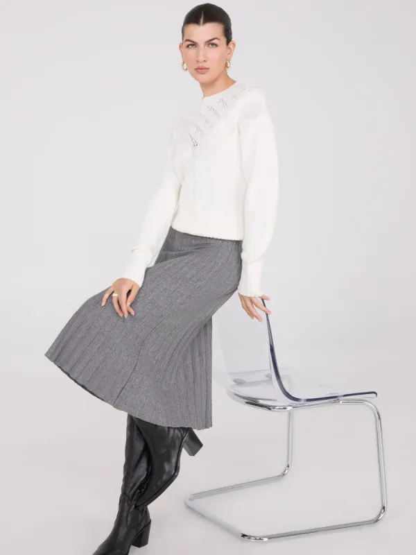 Pleated Knit Sweater Midi Skirt sold by Suzy Shier