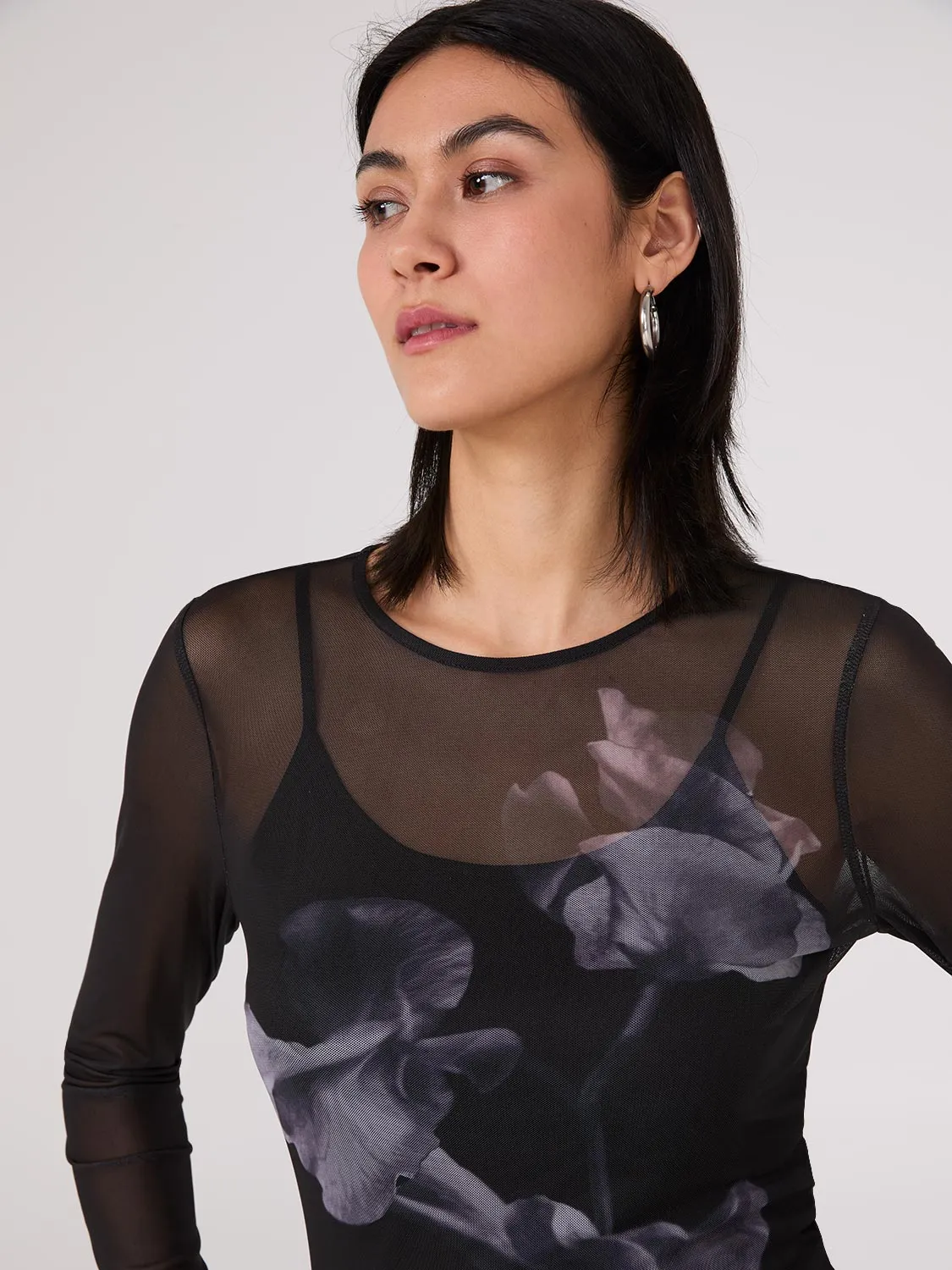 Floral Placement Mesh Top With Cami sold by Suzy Shier product image thumbnail 2