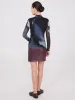 Abstract Print Rhinestone Mesh Top sold by Suzy Shier