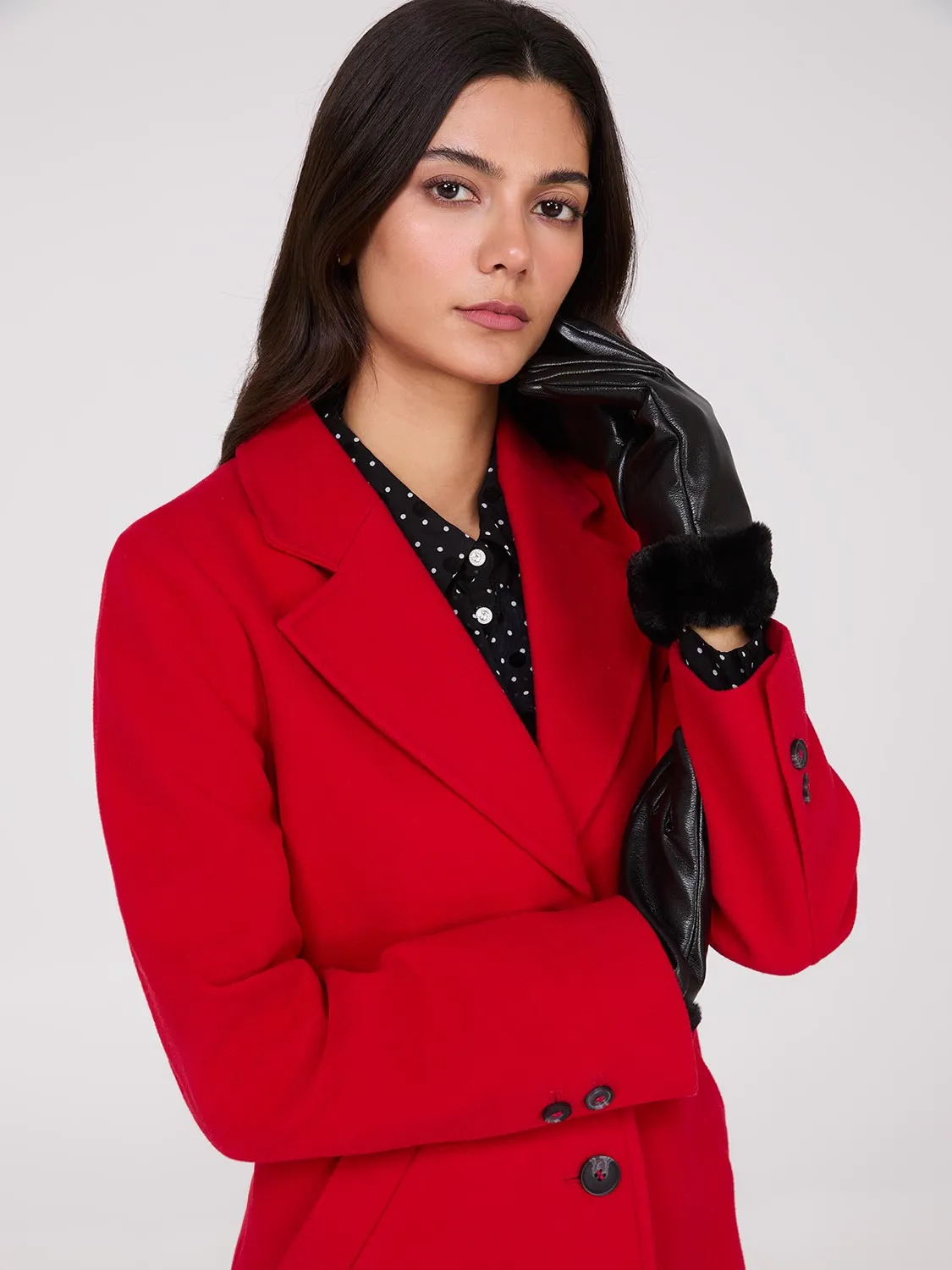 Faux Leather Gloves With Faux Fur sold by Suzy Shier product image thumbnail 2